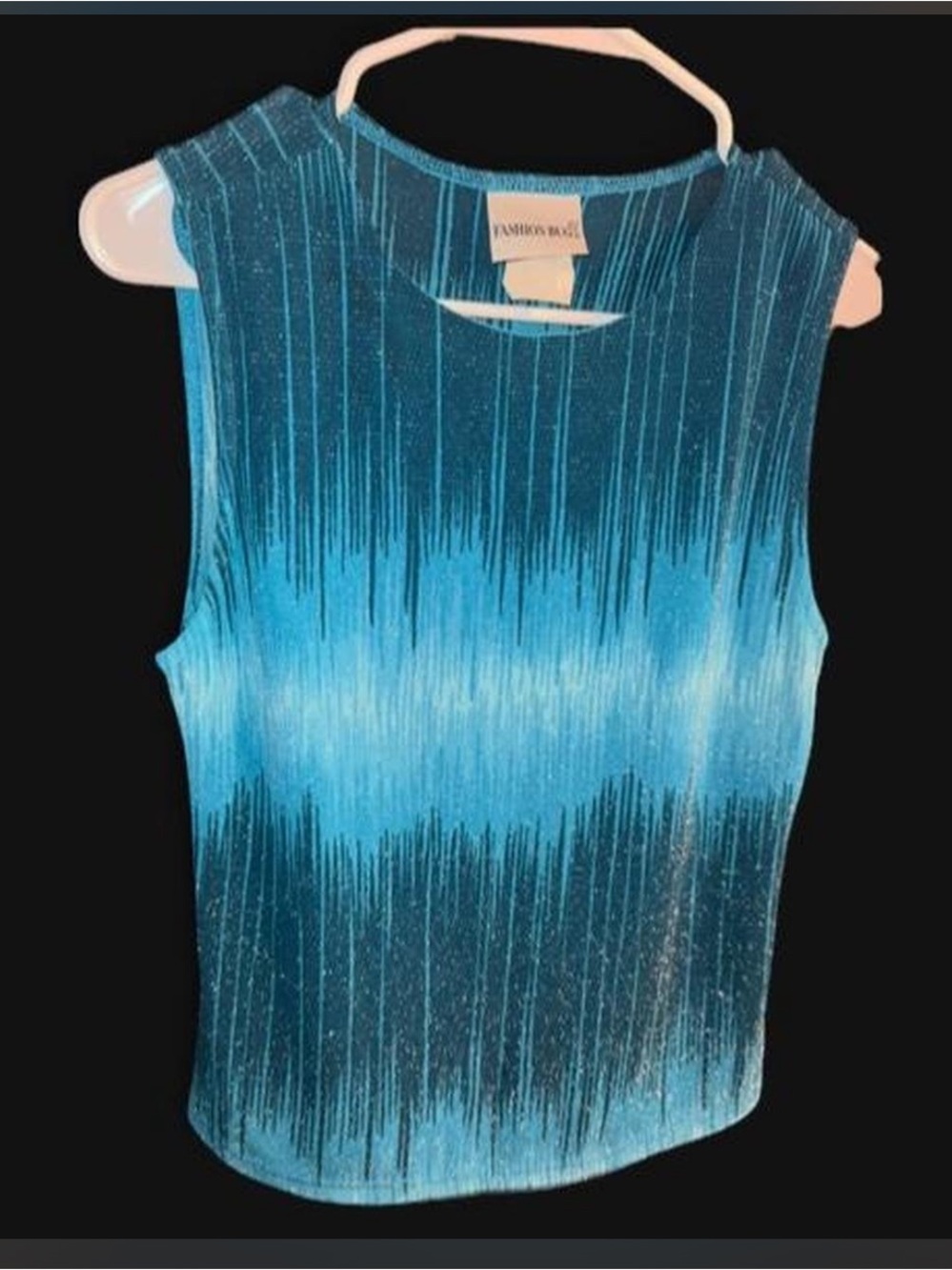 Vintage Y2K Fashion Bug Blue Glitter Ombré Sleeveless Knit Top | Medium